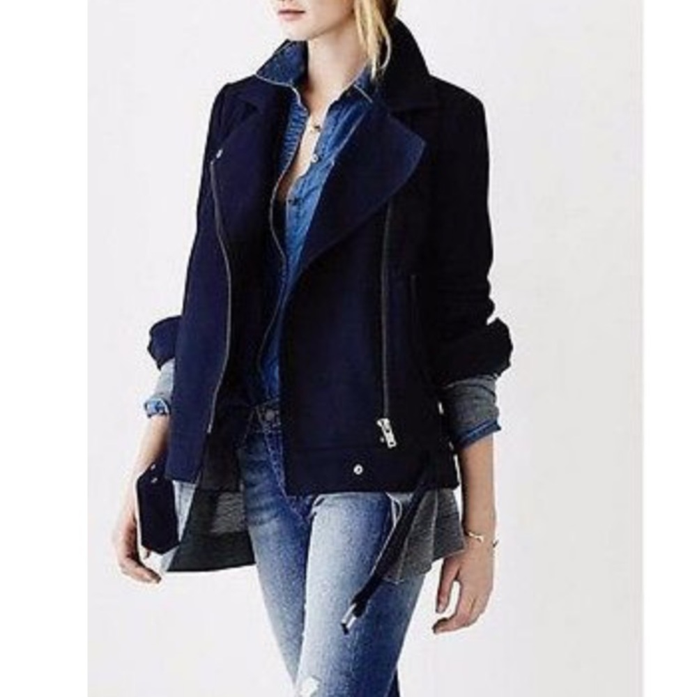 Banana Republic Navy Blue biker jacket sz S